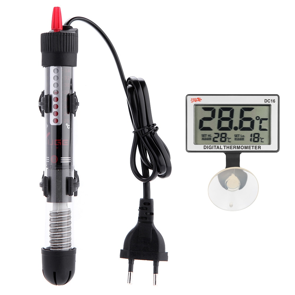 Grote aquariumverwarmer met thermometeralarm, dompelbare watertemperatuurmeter, temperatuurregelaarset, eerste aquariumverwarming