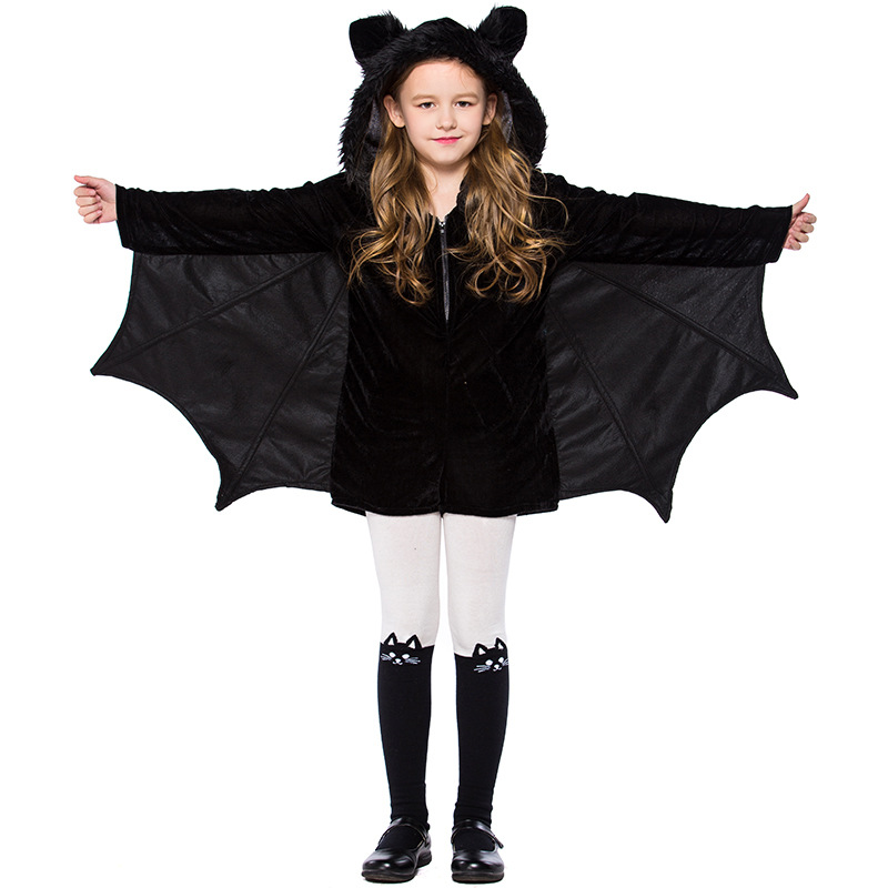 Umorden Carnevale di Halloween Bambini Bambini Costumi da vampiro pipistrello nero per Ragazzo Ragazza Adolescente Breve Fantasia Infantil Costume Cosplay
