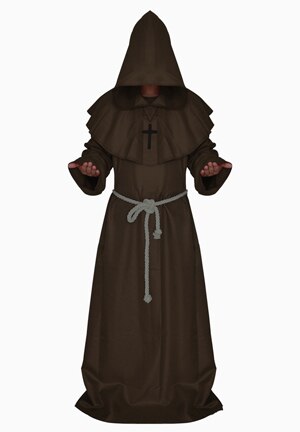 Monnik Hooded Gewaden Mantel Cape Friar Middeleeuwse Renaissance Priest Mannen Gewaad Kleding Halloween Comic Con Party Cosplay Kostuum: Coffee / S
