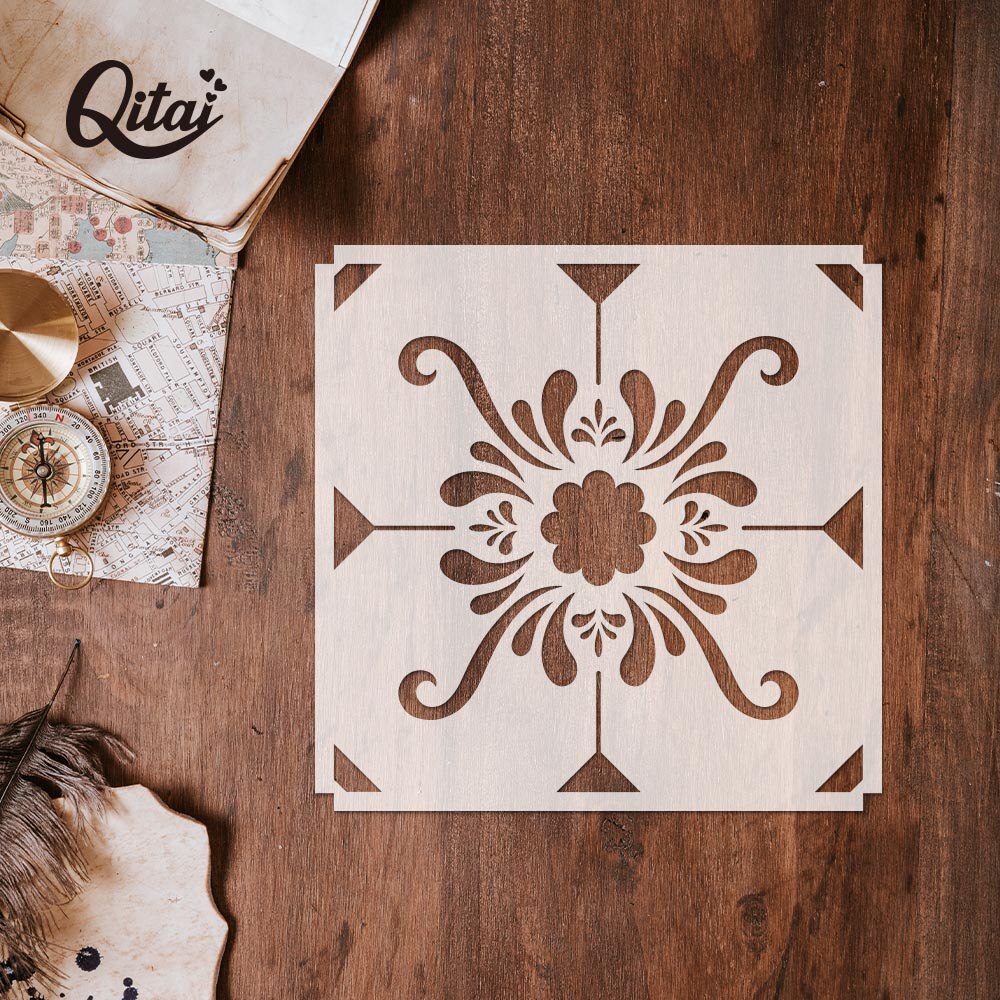 Layering Stencils QITAI 12pcs/set for DIY Scrapbooking/Photo Album Decorative Embossing Stencil Paper Cards Crafts handwork ST02