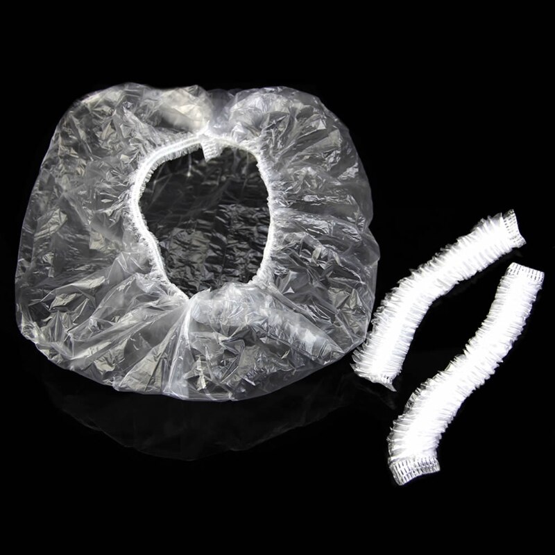 100 Pcs Disposable Shower Cap Plastic Waterproof Headgear Hotel Hair Dye Shower Cap Transparent Plastic Beauty Salon Cap Cling