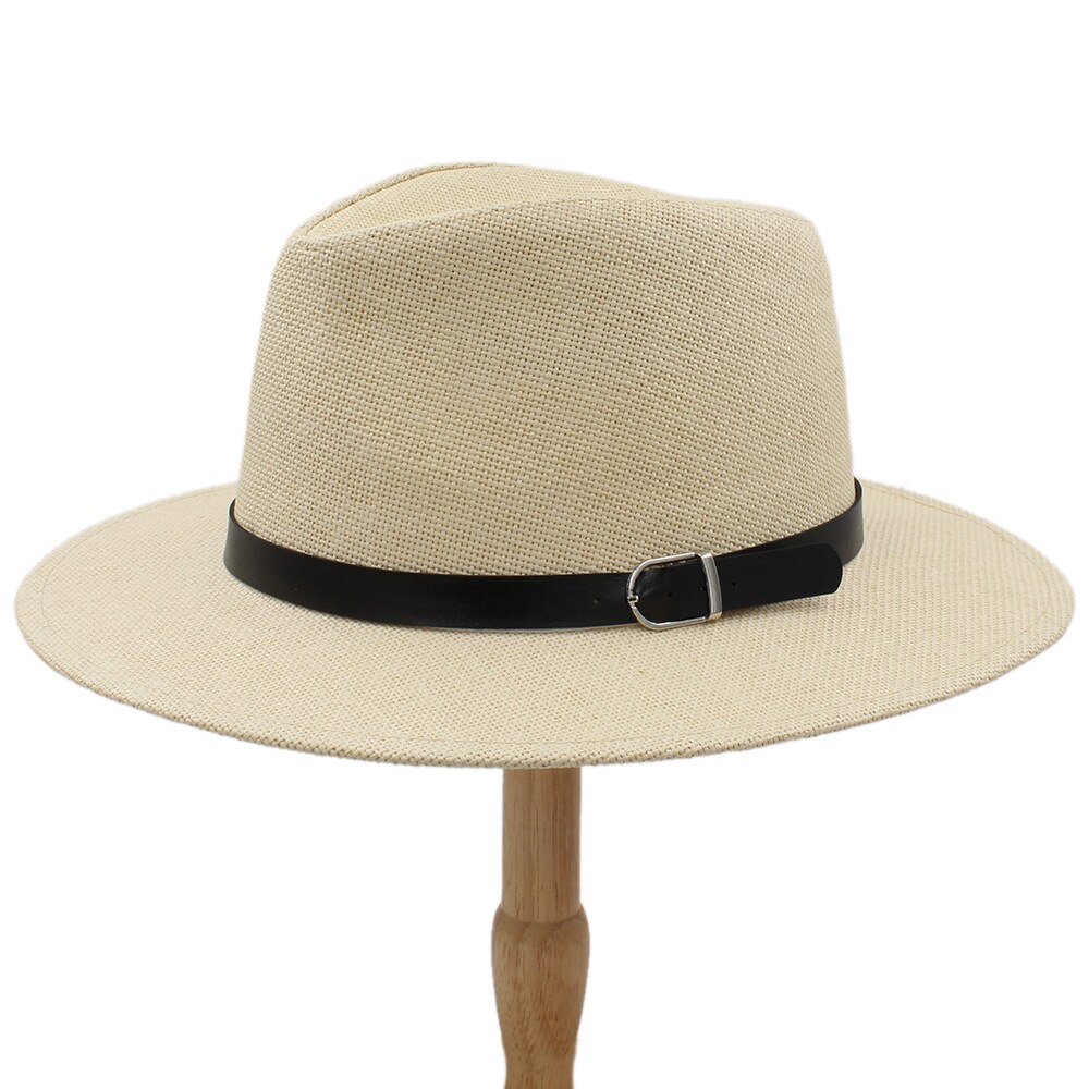 Women Men Straw Summer Sun Hat With Wide Brim Panama Hat For Beach Sunbonnet Sunhat With Belt Size 56-58CM: Straw