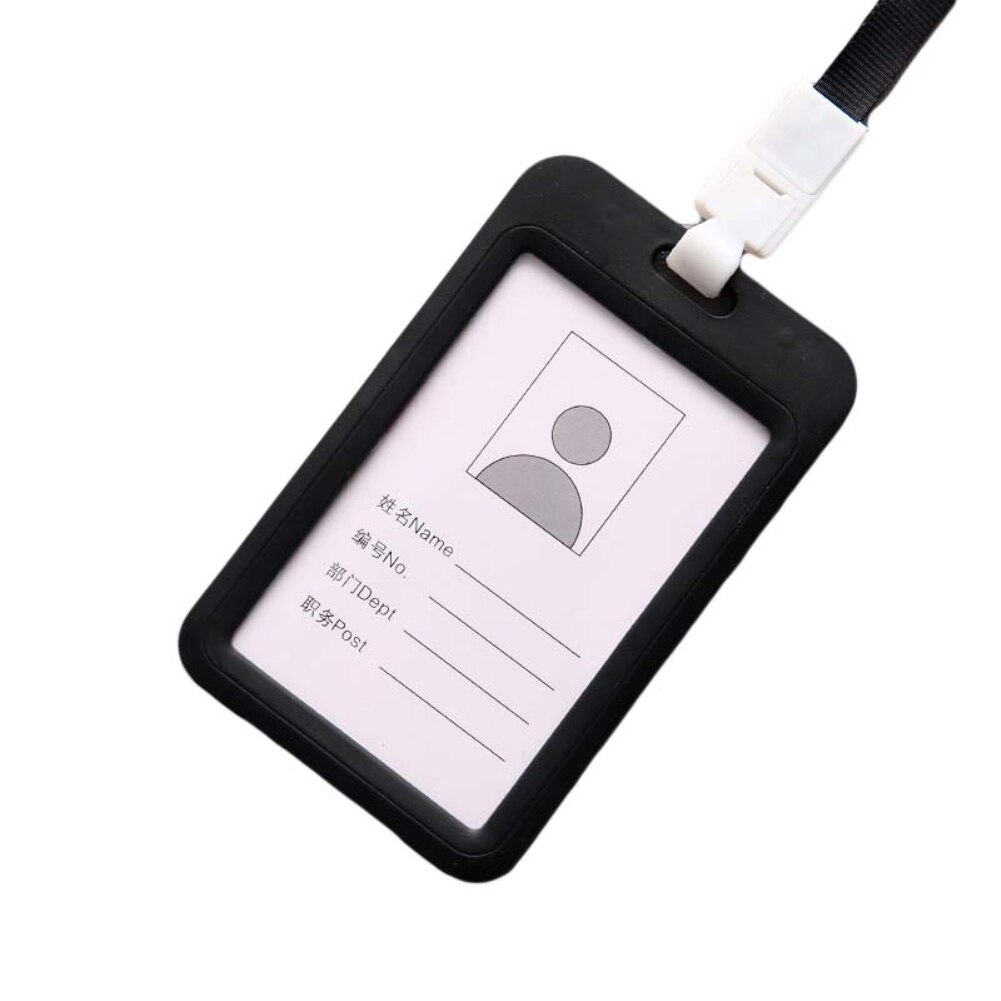 Work Card Holders With Rope Aluminium Alloy Card Holder Employee Name ID Card Cover Metal Work Certificate Identity Badge: Black
