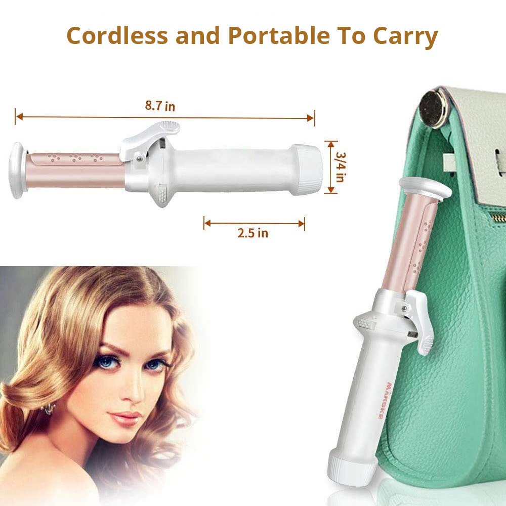 Cordless Hair Curler Curling Iron 1-Inch Ceramic Curling Wand 2 In 1 Mini Hair Curler For Loose Curls Waves Usb Rechargeable