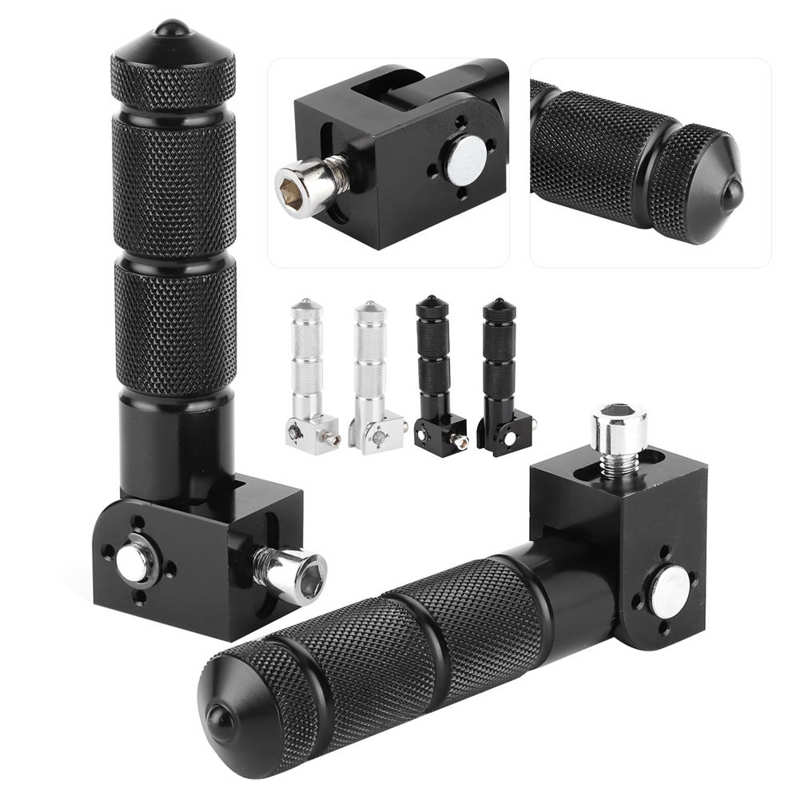 2Pcs Aluminum Pedals for Motorcycle Electric Car 8MM Universal 90 Degree Folding Support Rod Motorcycle Foot Peg Footrest