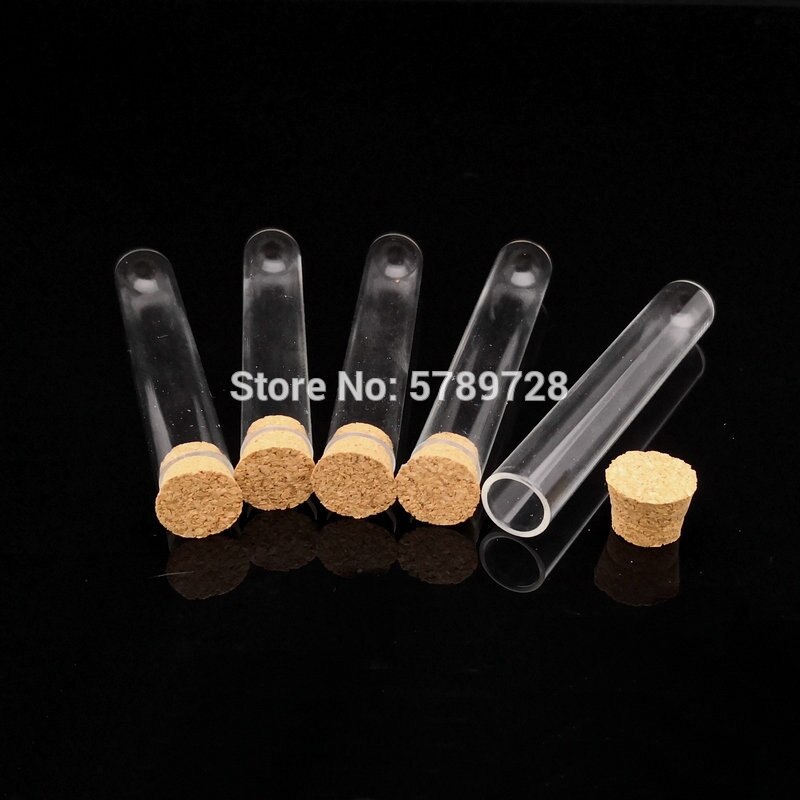 100 stücke 12x75mm Glas Runde Boden Reagenzglas mit Korken, verdickt Flache-Mund Labor Glas Container