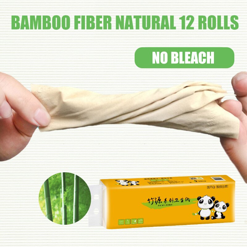 12 Rolls Toilet Paper Household 4 Layer Tissue Soft Skin-Friendly for Home Bathroom