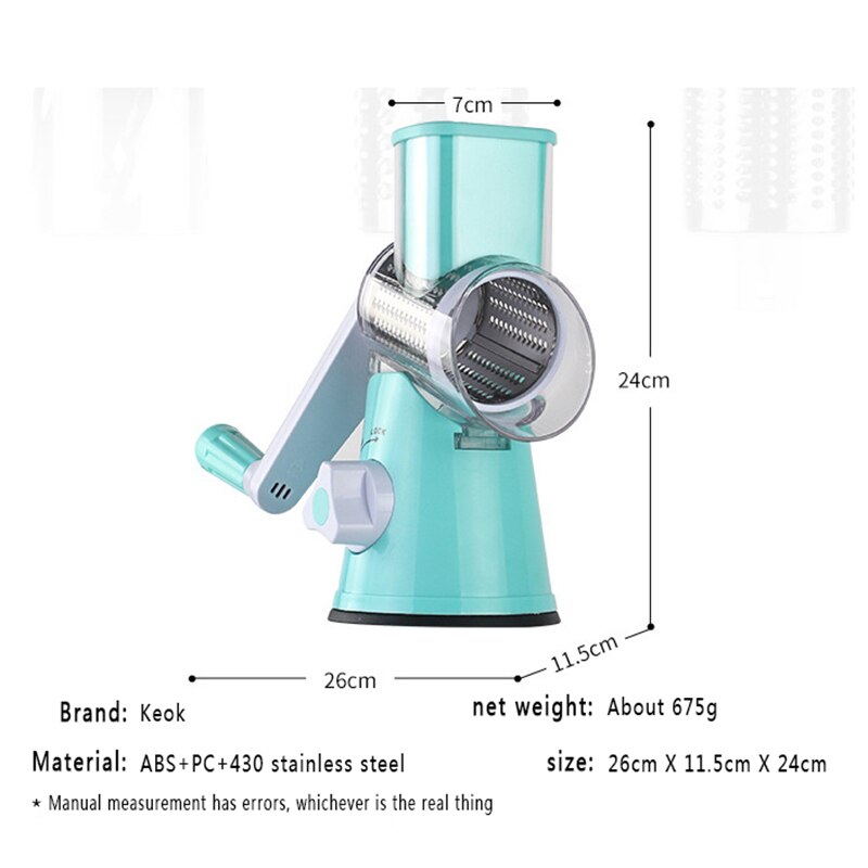 Multi-function Vegetable Shredder Hand-cranked Cheese Cutter Stainless Steel Drums Slicer Vegetable Cutter Chopper Grater Slicer