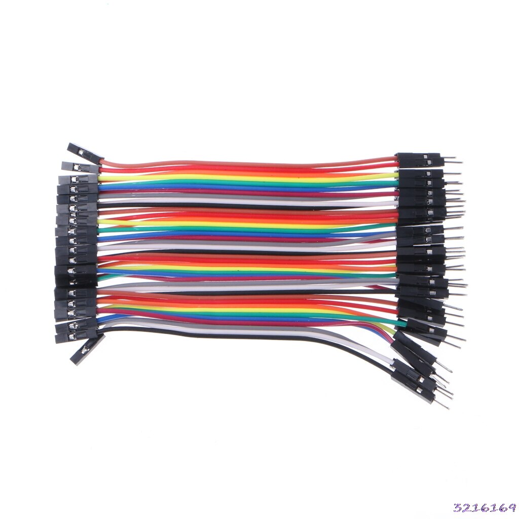 40 stk kabler mf / mm / ff jumper breadboard wire farverigt gpio bånd til diy kit: 10cm mf