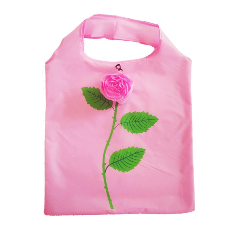Reusable Shopping Bag Eco Friendly Foldable Grocery Bags Simulation Flower Large Capacity Tote H7JP: Pink