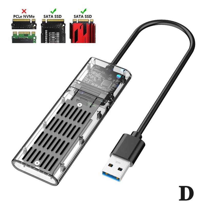 M2 SSD Box NVME/SATA Box M.2 To Type-C SSD Adapter Transparent SATA Key For NVME Disk Hard PCIE Box NGFF M/B Box SSD Disk W5C6: D