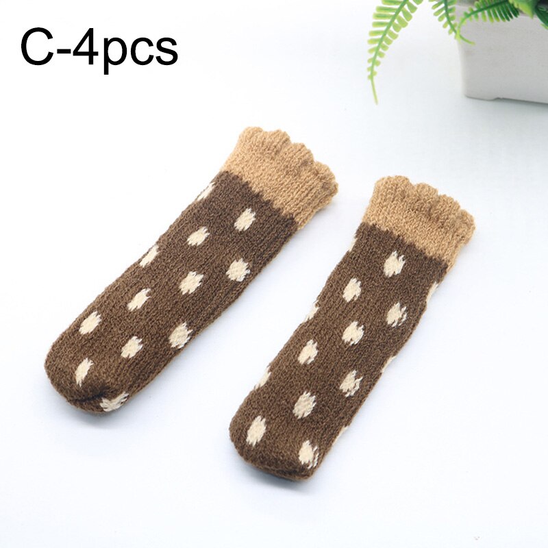 4Pcs Cartoon Striped Table Foot socks Chair Leg Covers Floor Protectors Non-Slip Knitting Socks For Furniture Home Decoration: C