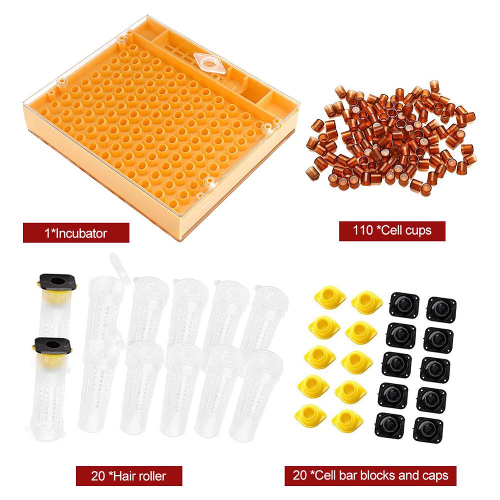 131pcs Beekeeping Tool Set Bee Cultivation Cage Beekeeping Incubator Cell Plastic Bee Cups Kit Queen Bee Rearing Set
