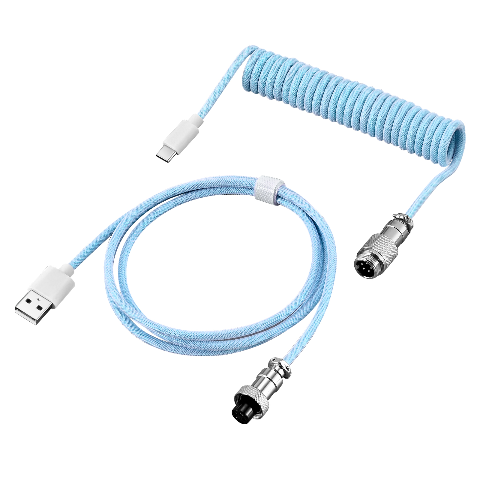 NNBILI Cable enrollado para teclado mecánico, Cable tipo C, puerto USB, aviador, Cable bobinado, accesorios para teclado de Juegos de ordenador de escritorio: Negro
