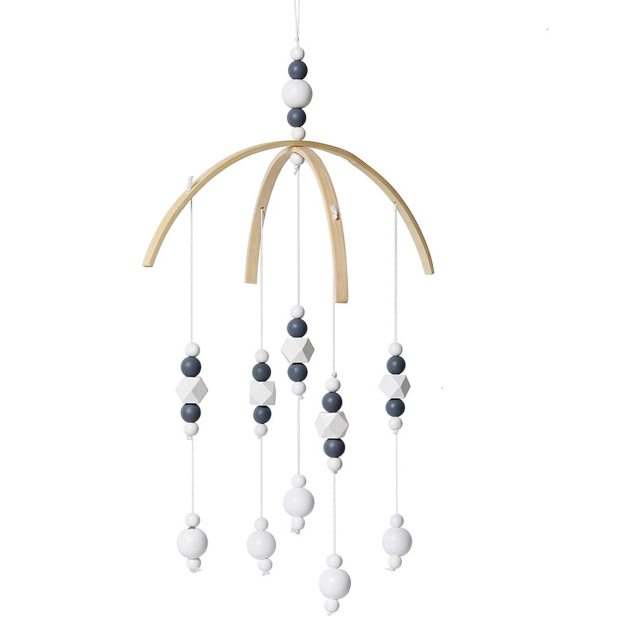 Nuovo Bella in Legno Carillon di Vento Campana Del bambino Giocattoli Mobili Perline di Legno Presepe nordico Decorazione: buio grigio