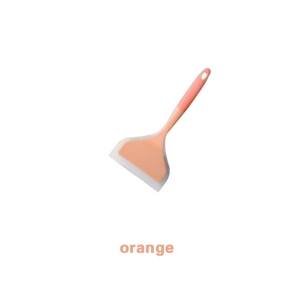 Non-stick Silicone Cooking Beef Egg Kitchen Scraper Wide Pizza Spatula Kitchen Cake Baking Scraper Home Cookware Kitchen Tool: Orange
