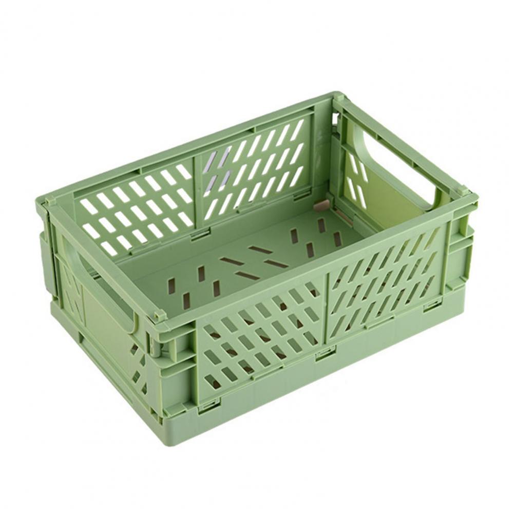 Storage Crate Stackable Large Capacity Multifunctional Foldable Kitchen Warehouse Basket: Green L