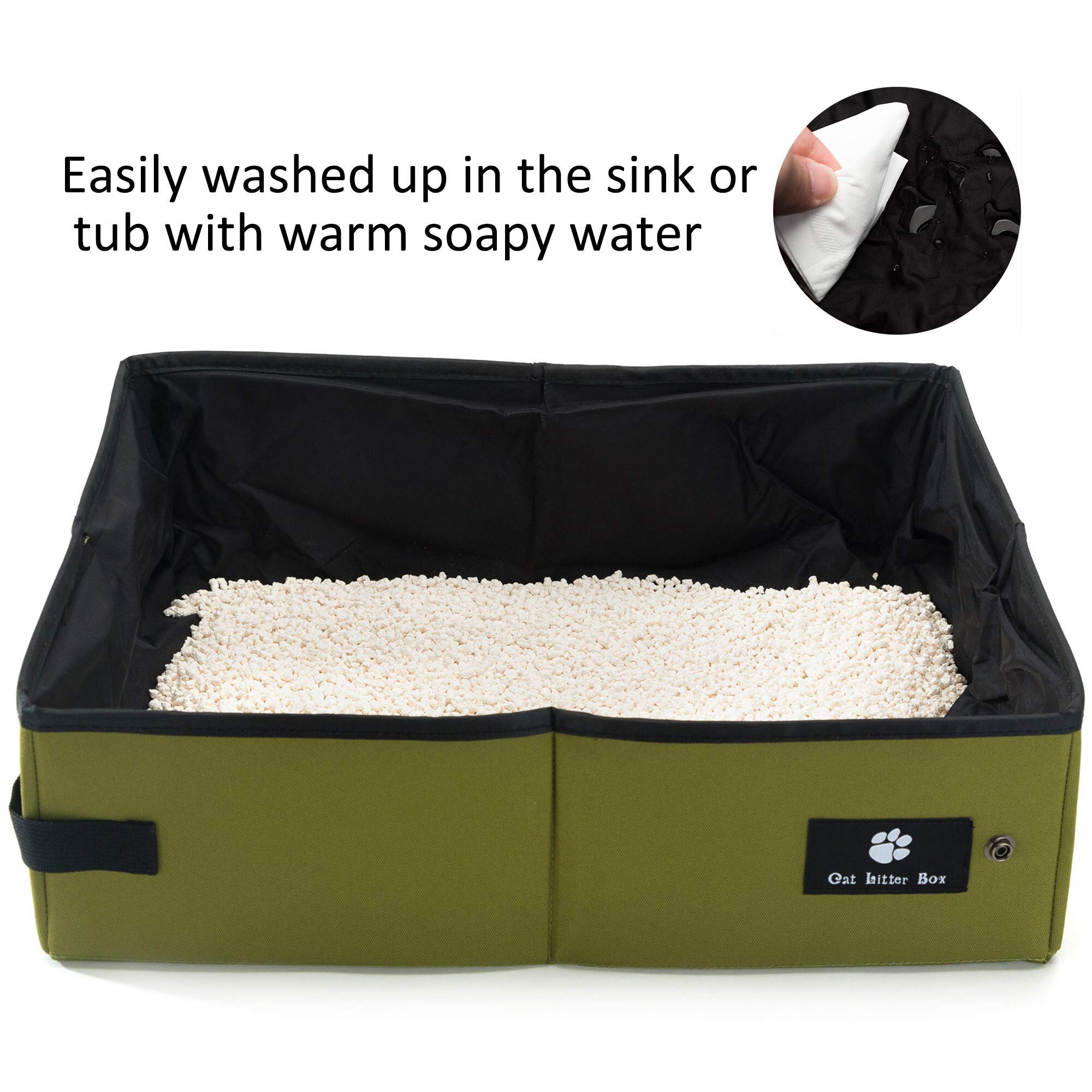 Foldable Cat Litter Box Pet Portable Collapsible Waterproof Sandbox Pan Litter Tray Toilet Travel Cleaning Supplies for Kittens