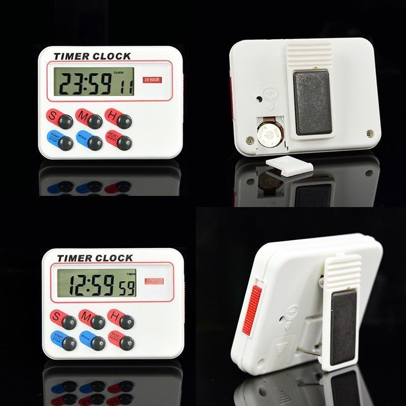Magnetische LCD Digital Kitchen Countdown 24 Uur Timer Met Stand Wit Praktische Studie Douche Koken Ei Bureau Timer Wekker