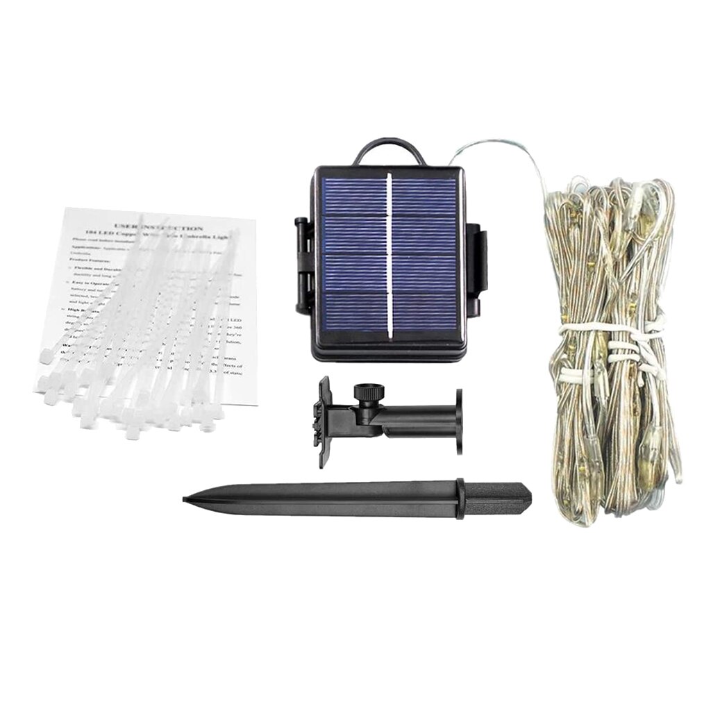 Parapluverlichting 104 led-lichtsnoeren voor buiten, op zonne-energie: Op zonne-energie