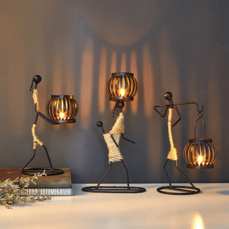 Ukrudt metal ornamenter håndværk dekoration lysestage lysestage dekor håndlavede miniaturer figurer kunst