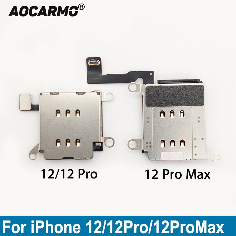 Aocarmo Dual Sim Card Tray Socket Reader Holder Slot Flex Cable Repair Parts For iPhone 12 / 12 Pro / 12Pro Max