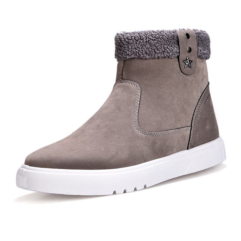 Chaussures de neige antidérapantes pour hommes, chaussures de neige décontractées, semelles plates chaudes en peluche à la tendance, en coton pour hommes, nouvelle Version coréenne: Gris / 10