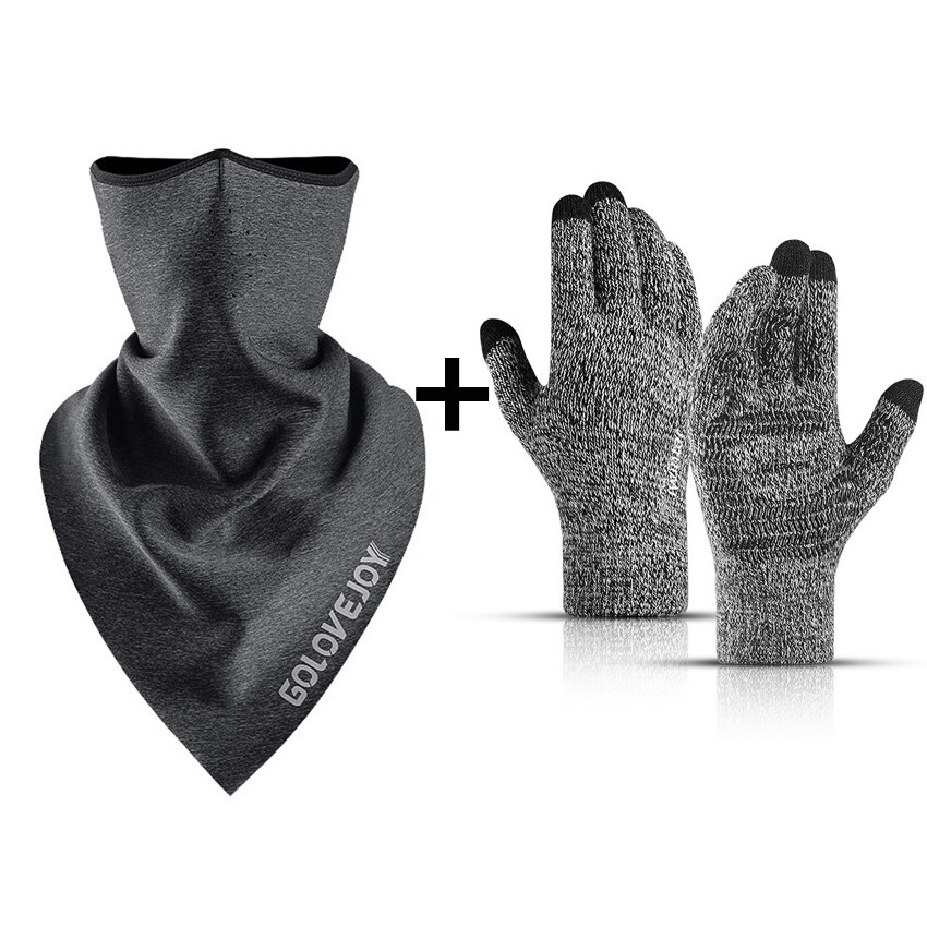 Mascarilla de protección para la cara de ciclista, para invierno, media cara, a prueba de viento, Bandana de protección para la oreja, diadema reflectante nocturna: Warm Set E