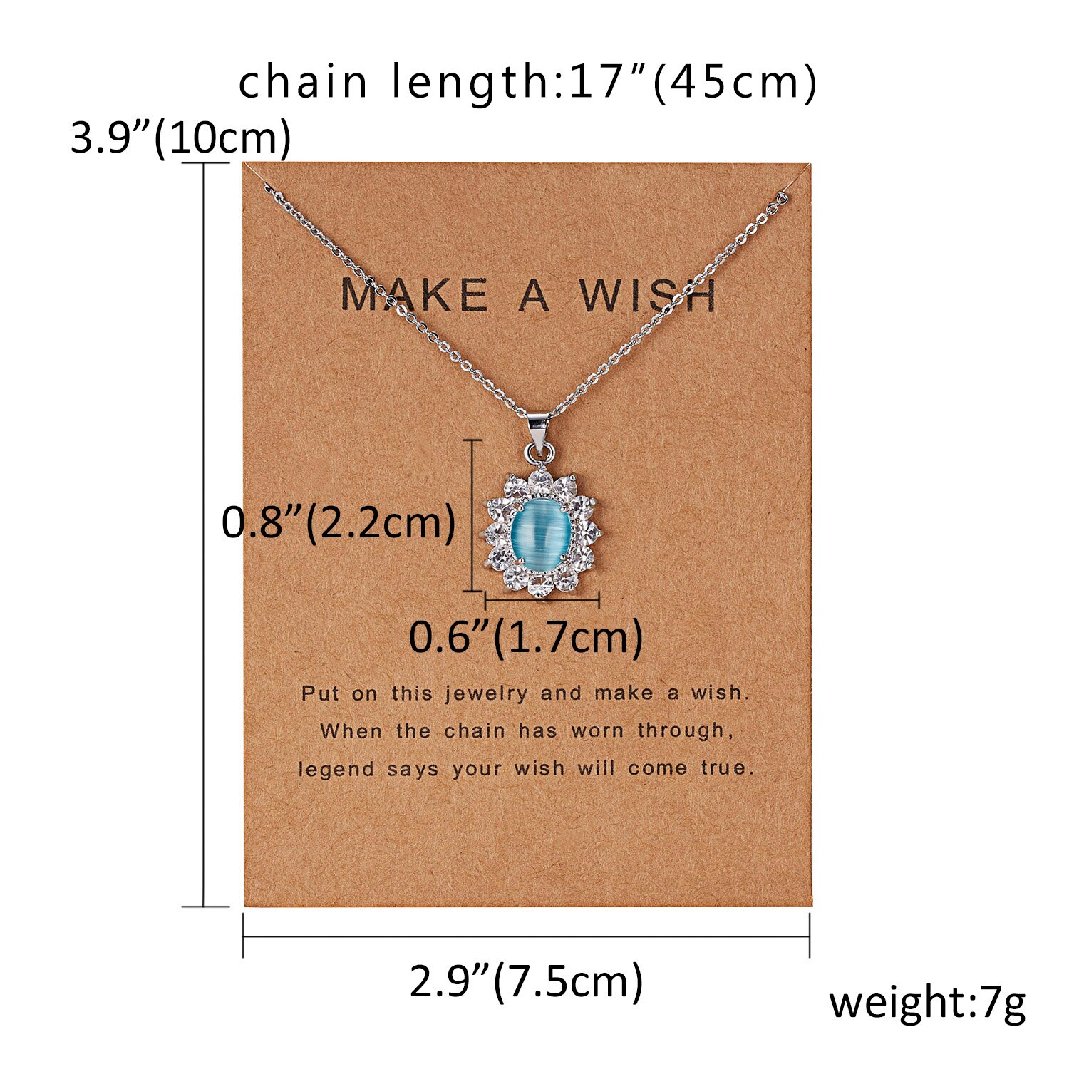 Rinhoo 7.5*10Cm Een Wens Papier Dolfijn Natuurlijke Stone Water Geometrische Vorm Hanger Ketting Voor Vrouwen accessoires Cadeau