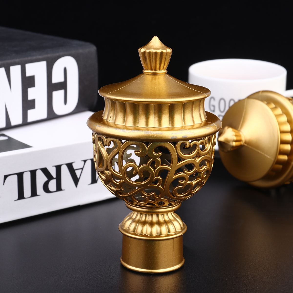 Curtain Rod End Decorative Finial Cap Pole Hollow Plug Rail Hole Fittings Bracket Caps Ends Closing Window Fitting Rods