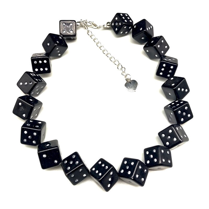 2022 Hars Kralen Ketting Zwarte Kleur 8 Bal Choker Dice Charm Ketting Voor Vrouwen Hip Hop Sieraden: 9