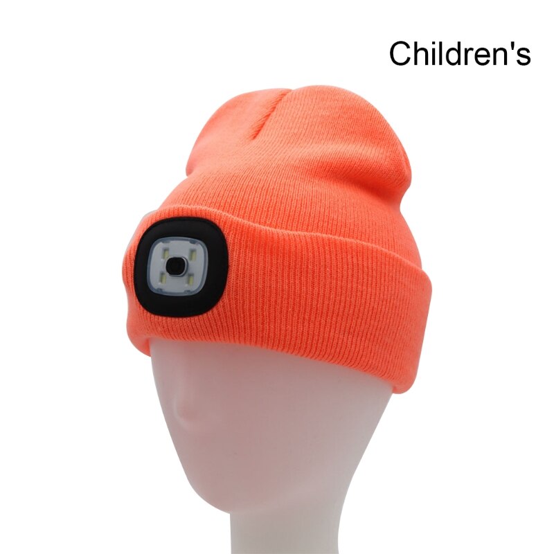 Gorro con luz LED recargable por USB para niños, gorro con 4 luces LED para iluminación nocturna, de alto brillo, ropa Ultra suave