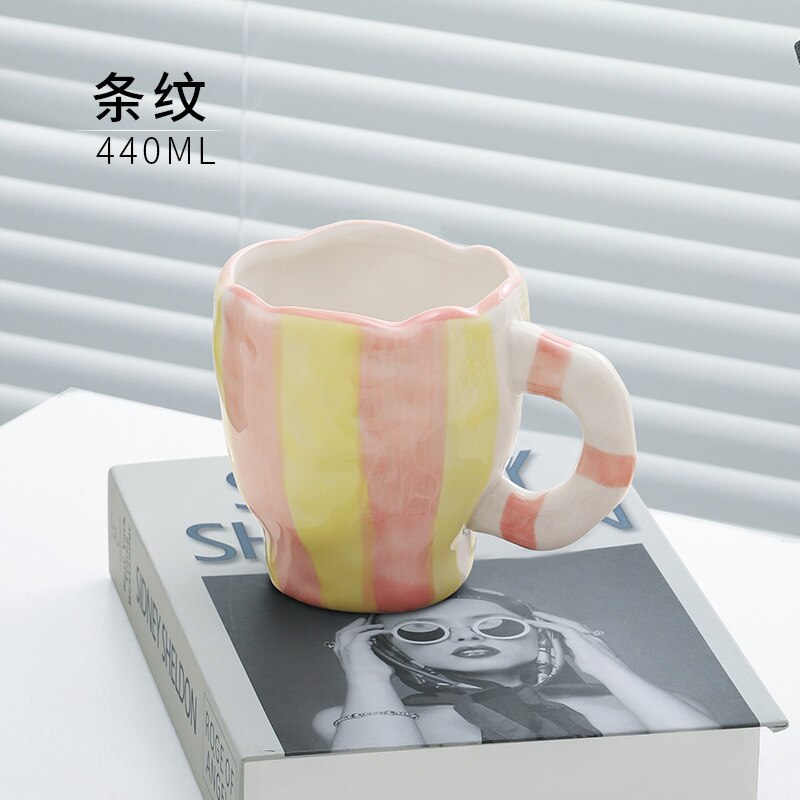 Japanese Hand Painted The Blue Sky and White Clouds Coffee Cup With Saucer Ceramic Handmade Tea Cup Saucer Set Cute For Her: Burgundy