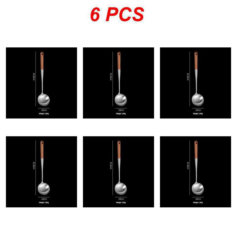 Utensilios de cocina de 1 a 6 piezas, espátula Wok de hierro y cucharón, juego de herramientas, espátula para cocinar de acero inoxidable, accesorios de cocina: Gris oscuro