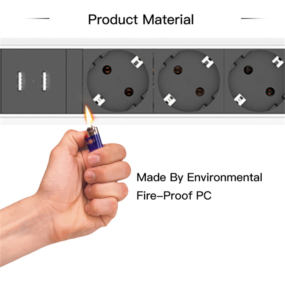 3 Power Socket 2 USB Charging Port Retractable Kitchen Table Office Hidden Desktop Sockets Vertical Socket EU US Plug 10A