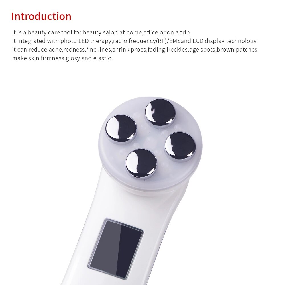 5 en 1 RF & EMS Radio mésothérapie électroporation visage beauté stylo fréquence LED Photon visage rajeunissement de la peau dissolvant rides