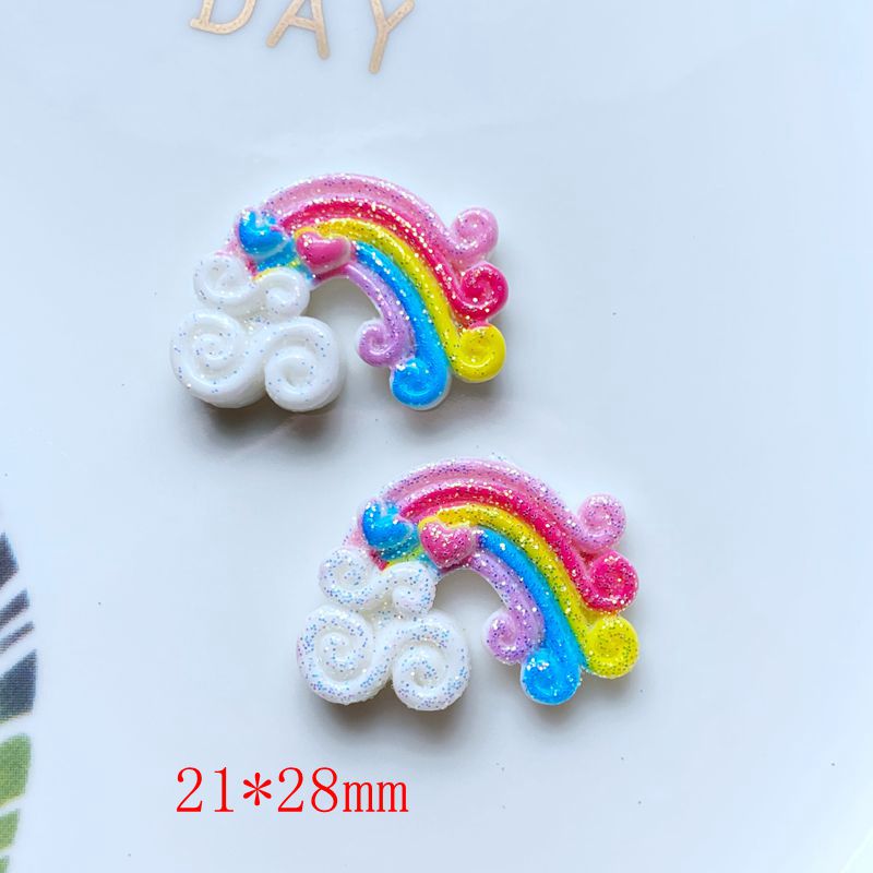 10Pcs Hars Leuke Gemengde Heldere Regenboog Serie Platte Achterkant Cabochon Plakboek Kawaii Diy Embellishments Accessoires