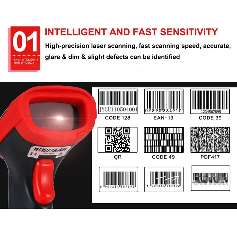 Zeer gevoelige draagbare barcodescanner met  ak18 draden en 2d usb-kabels voor pos-systeem in de supermarkt