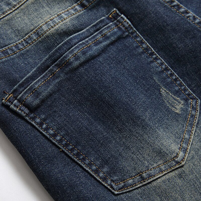 2022 European And American Stretch Jeans Denim Men Nostalgic Personality Stitching Trendy Pants European And American Large Size