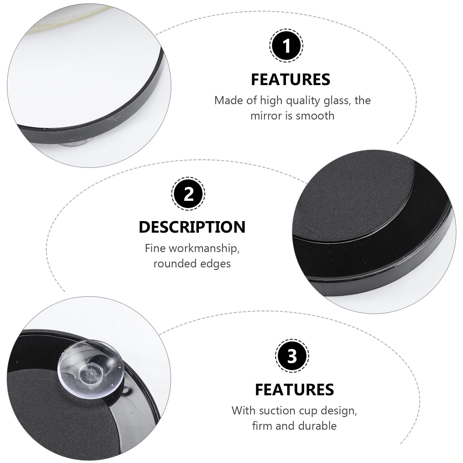 3.5inch 15X Magnifying Round Shape Makeup Mirror with Suction Cups Fixture