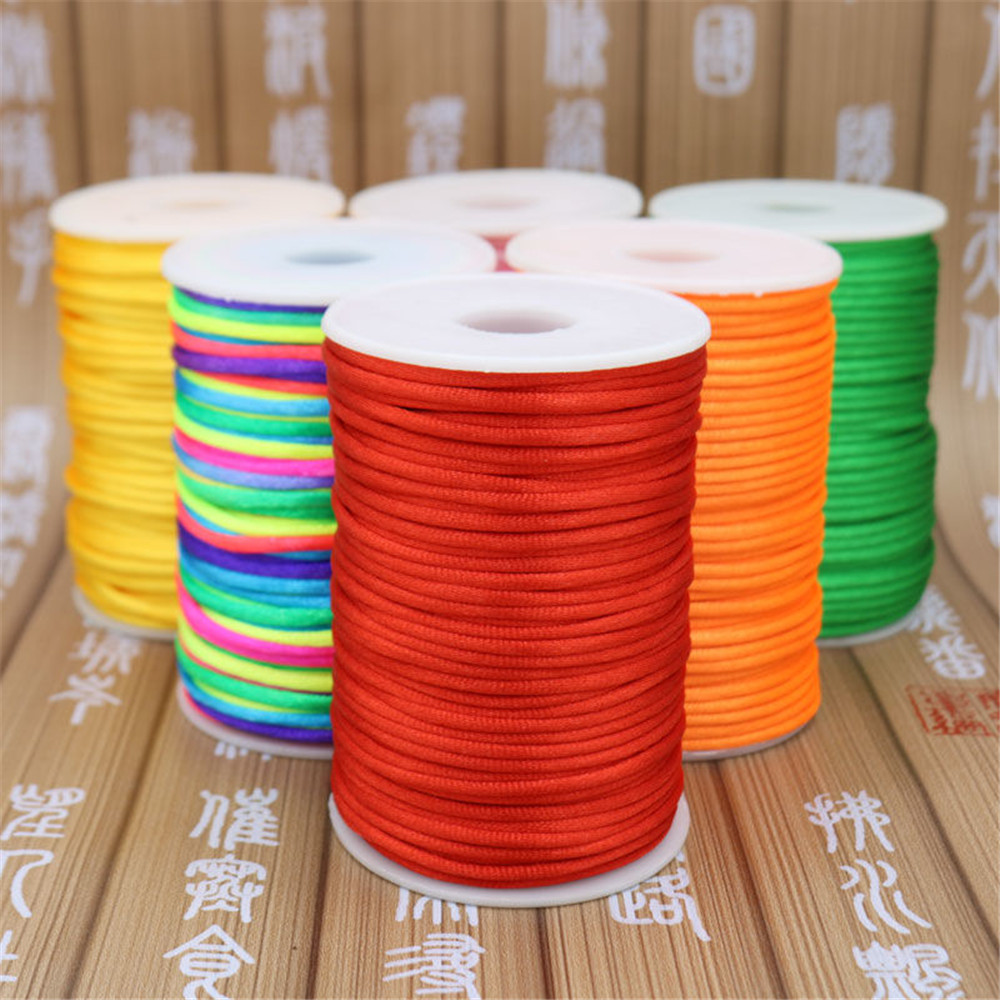 Hilo de cordón satinado de 3mm y 10 yardas, nudo chino, pulsera de macramé, cuerda trenzada, borlas DIY, hilo de cuentas, 35 colores