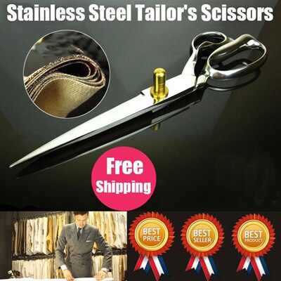 Top 12inch stainless steel tailoring scissors sewing tailor scissor leather sewing scissors: Default Title