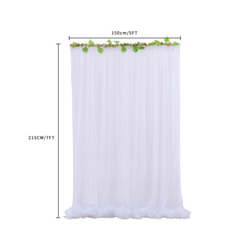 1.5*2.15M Wedding Decoration Backdrop White Tulle Fabricphoto Background Birthday Photography Festival Room Decor: Default Title