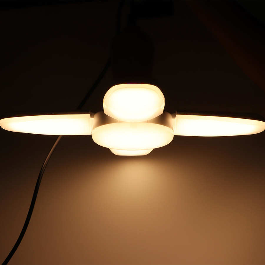 E27 LED Folding Light 60W PC Deformable Lamp for Home Basement Warehouse Barn Lighting AC85-265V Warm White