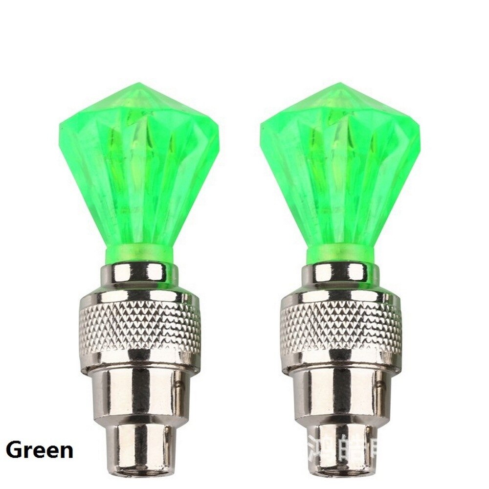 2 / 4 Pcs Ventiel Security Ultra-Heldere Led Cap Meerdere Kleuren Skull Head Voor Fiets Auto motorfiets Wiel Band Licht: Emerald green