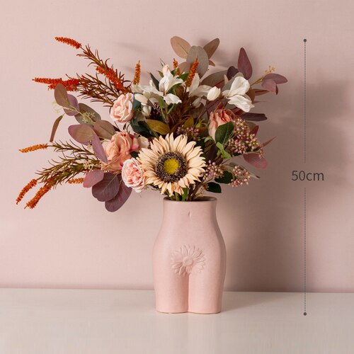 Mini urtepotte desktop dekoration pink kropsform kunst bryst numse keramik lille vase moderne stue boligindretning