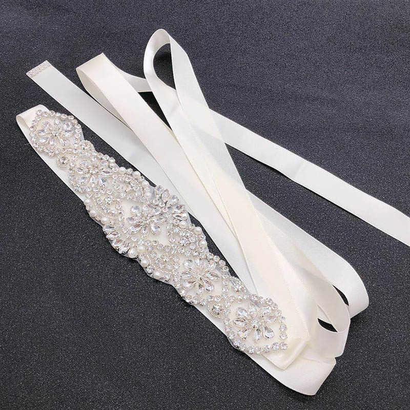 Brudbälte Applikation - Strass Bröllopsbälte - Festklänning Sash - B27