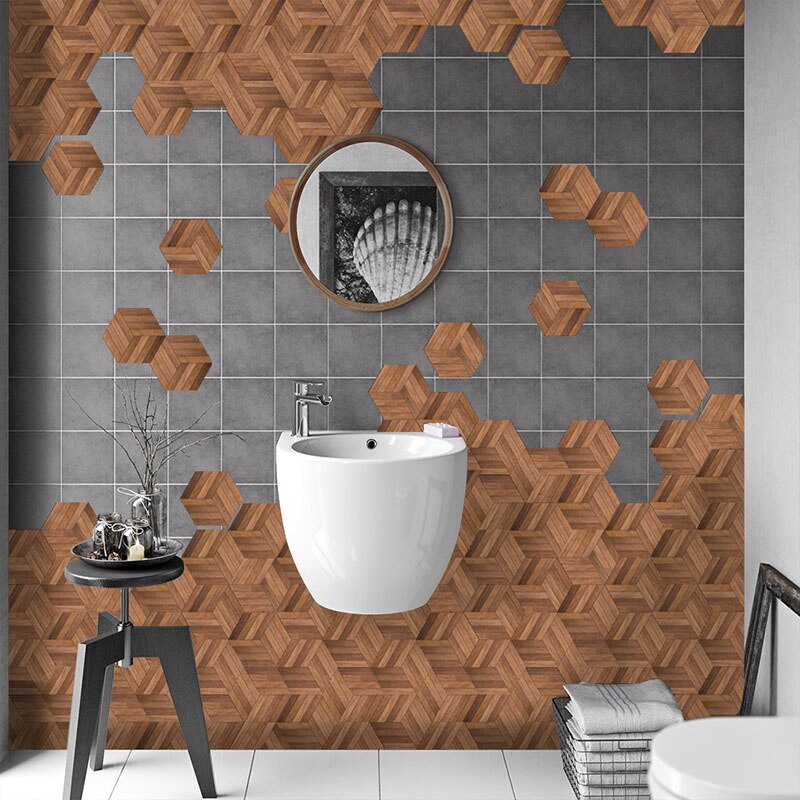 10Pcs/Lot Wood Texture Floor Sticker Waterproof Pvc Diy Stick Ground Wallpaper For Kitchen Bathroom Home Decor Floor Decal