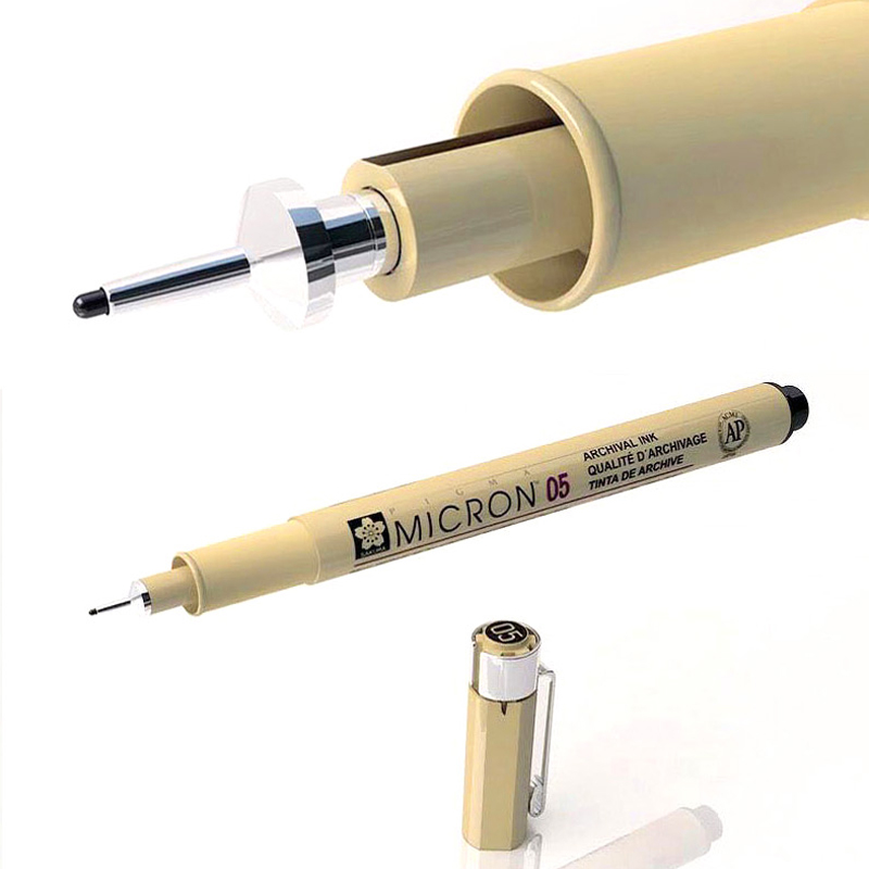 1 Pcs Pigment Liner Pigma Pen Fine Line Sketching Markers Different Tip Black Fineliner StylographsDrawing Pens Copic Supplier