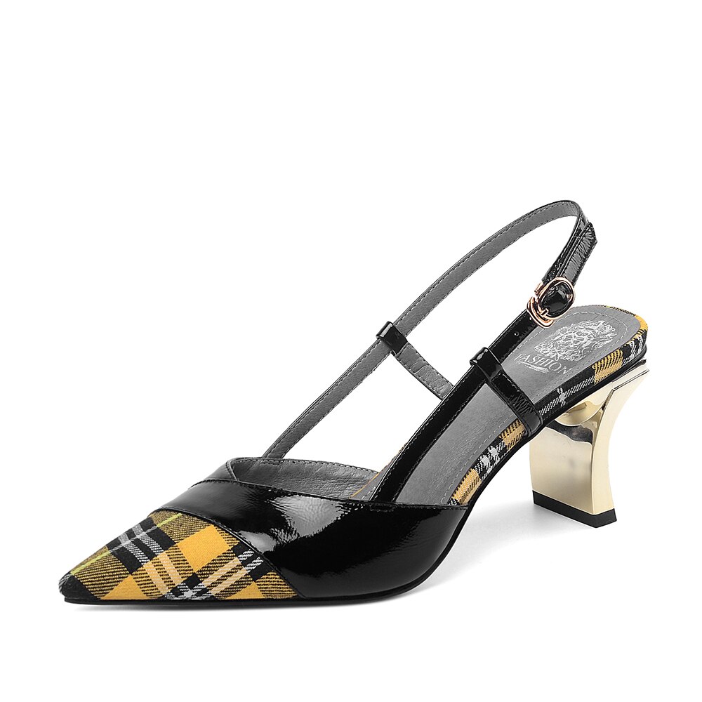 SOPHITINA couleurs mélangées sandales femmes talons épais treillis élément bout pointu sandales grande taille chaussures femmes SO493: 4.5